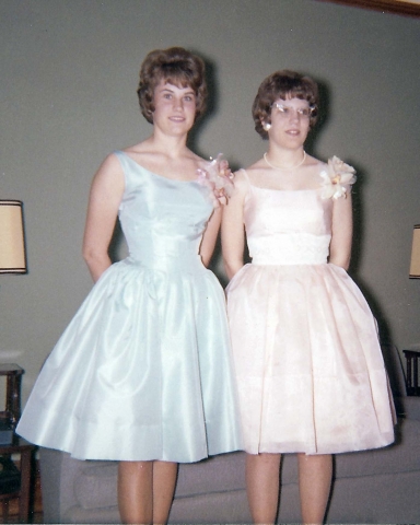 Vicki Livingston and Margaret Nutzman dressed for the prom.